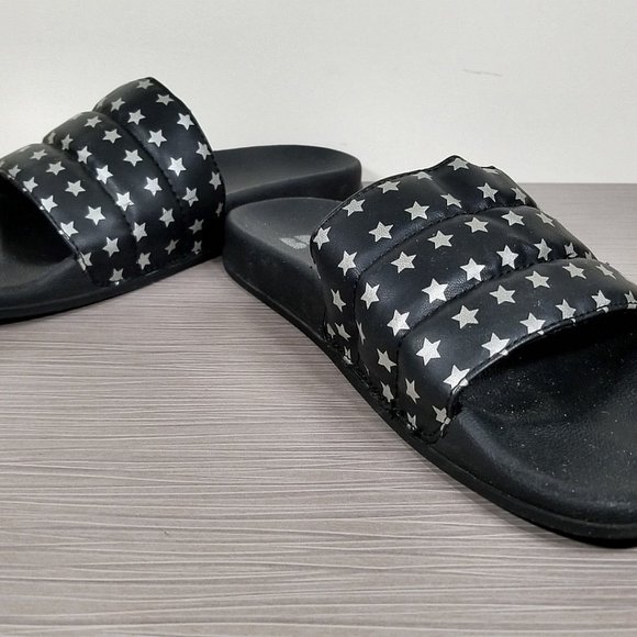 BP. Slide Sandals, Black with Silver Stars, Womens Size 10 - Picture 4 of 8